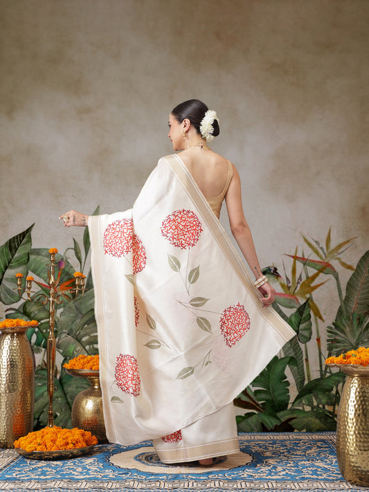 Onam Special Digital Printed Soft Silk Kasavu Saree With Printed Blouse