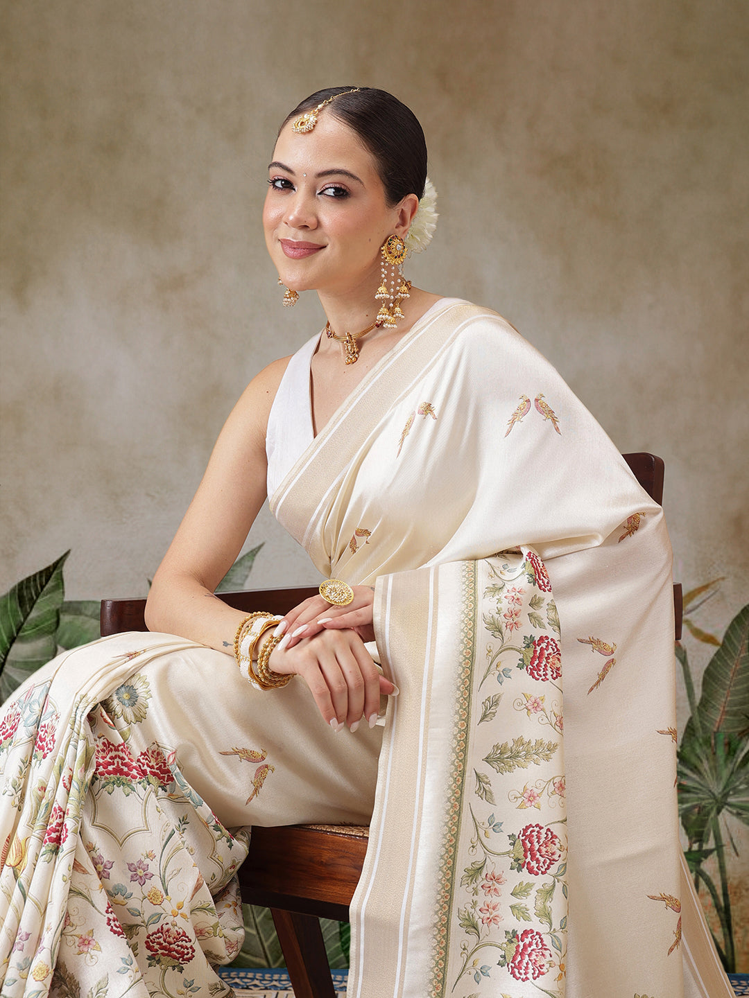Onam Special Digital Printed Soft Silk Kasavu Saree With Printed Blouse