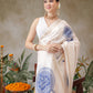Onam Special Kerla Kasavu Mural Printed Art Silk Saree With Printed Blouse