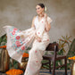 Floral Printed Onam Inspired Kasavu Saree With Printed Blouse