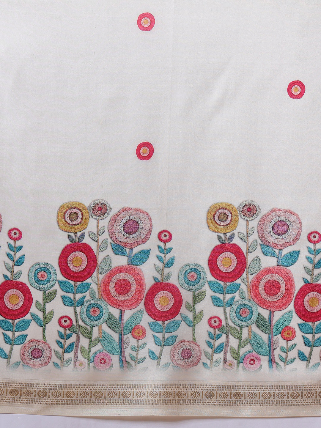 Floral Printed Onam Inspired Kasavu Saree With Printed Blouse