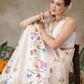 Floral Printed Onam Inspired Kasavu Saree With Printed Blouse