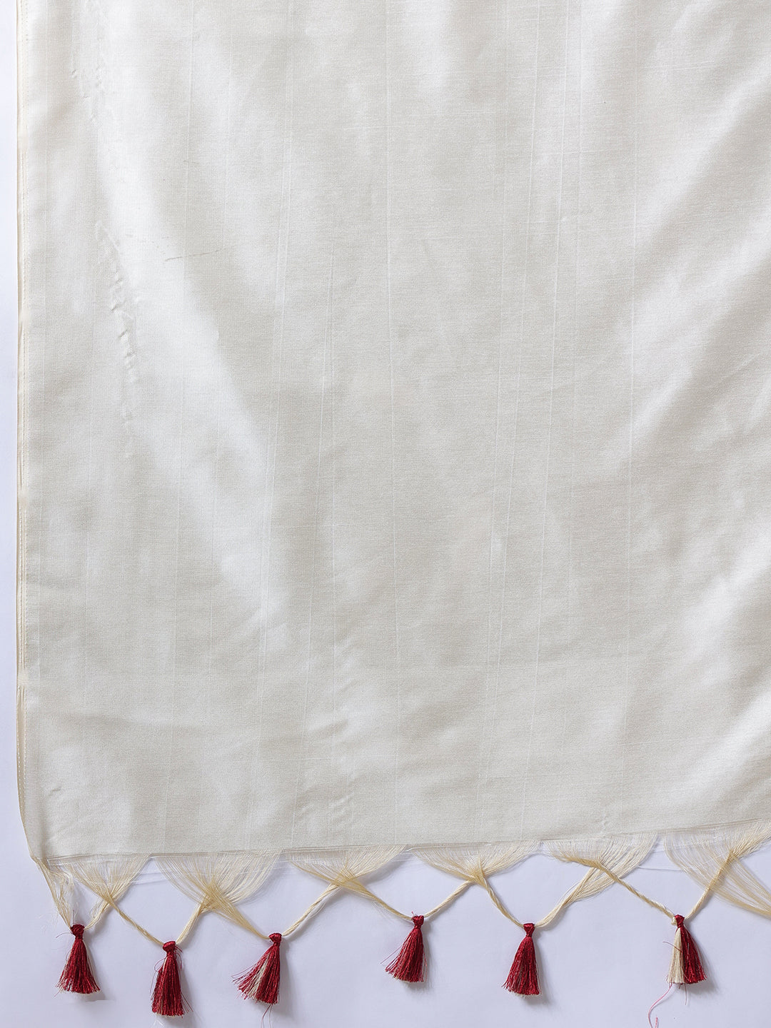Onam Special Solid Soft Silk Kasavu Saree With Beautiful Tassels & Printed Blouse