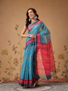 Paithani Cotton Blend Saree With Contrast Border