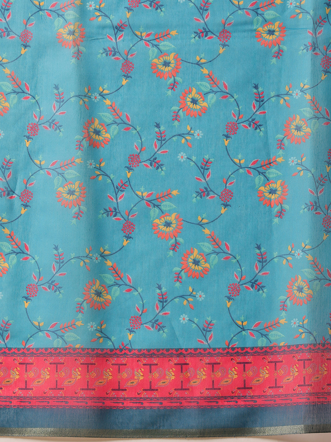 Paithani Cotton Blend Saree With Contrast Border