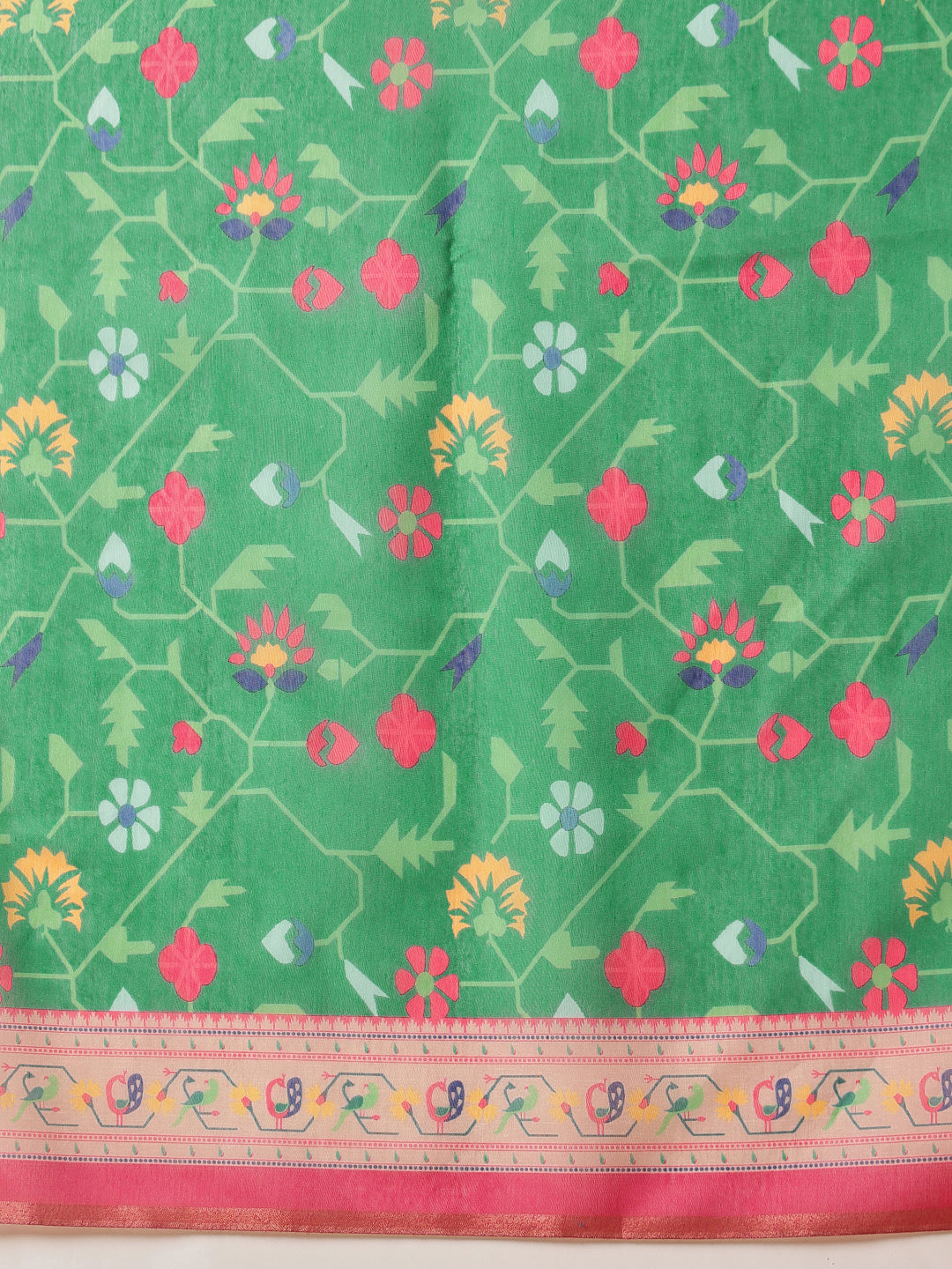 Everyday Paithani Cotton Blend Saree with Modern Digital Prints