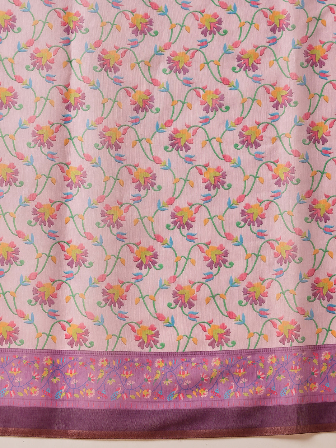 Contemporary Paithani Cotton Blend Saree with Floral Design