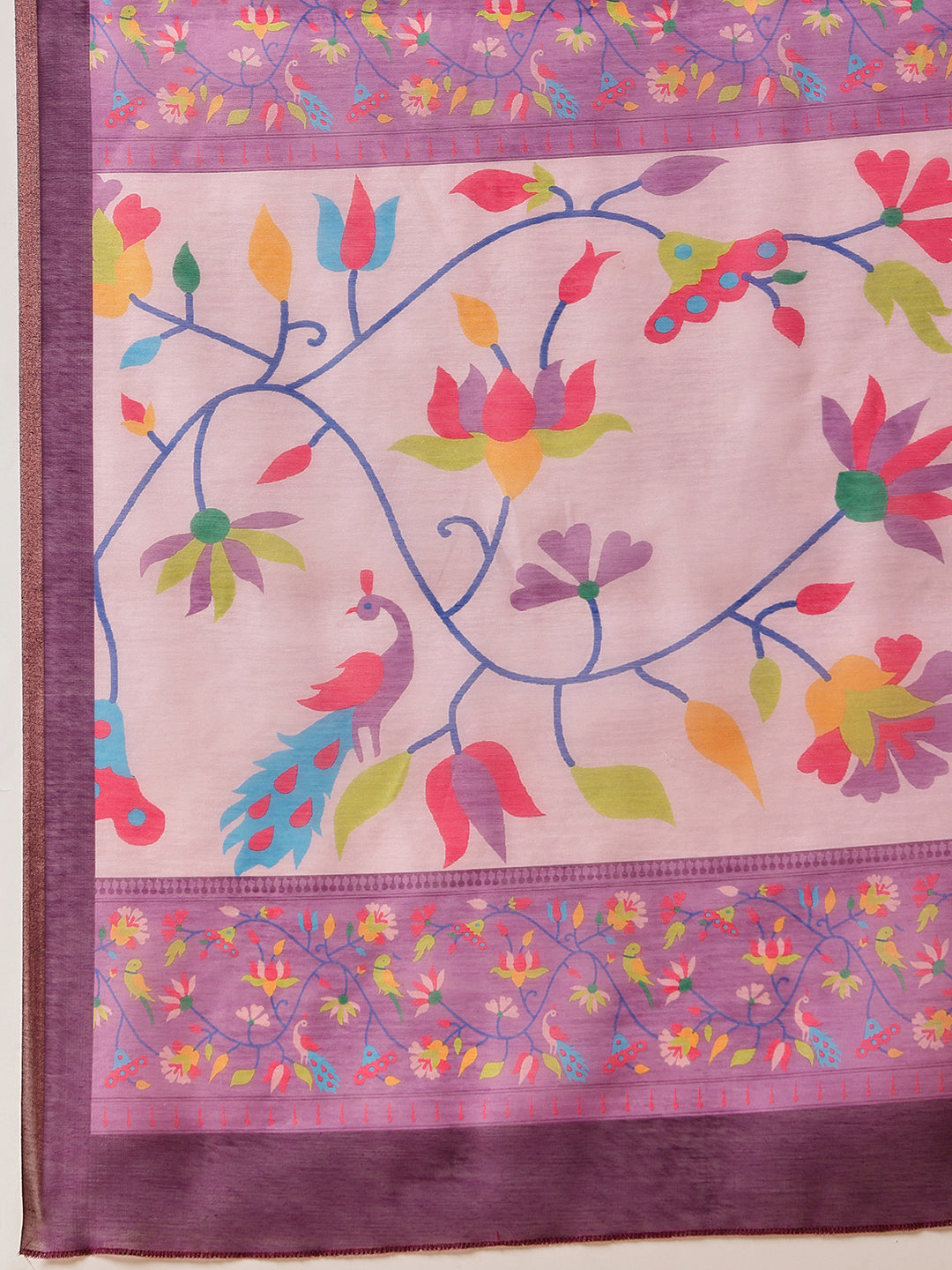 Contemporary Paithani Cotton Blend Saree with Floral Design