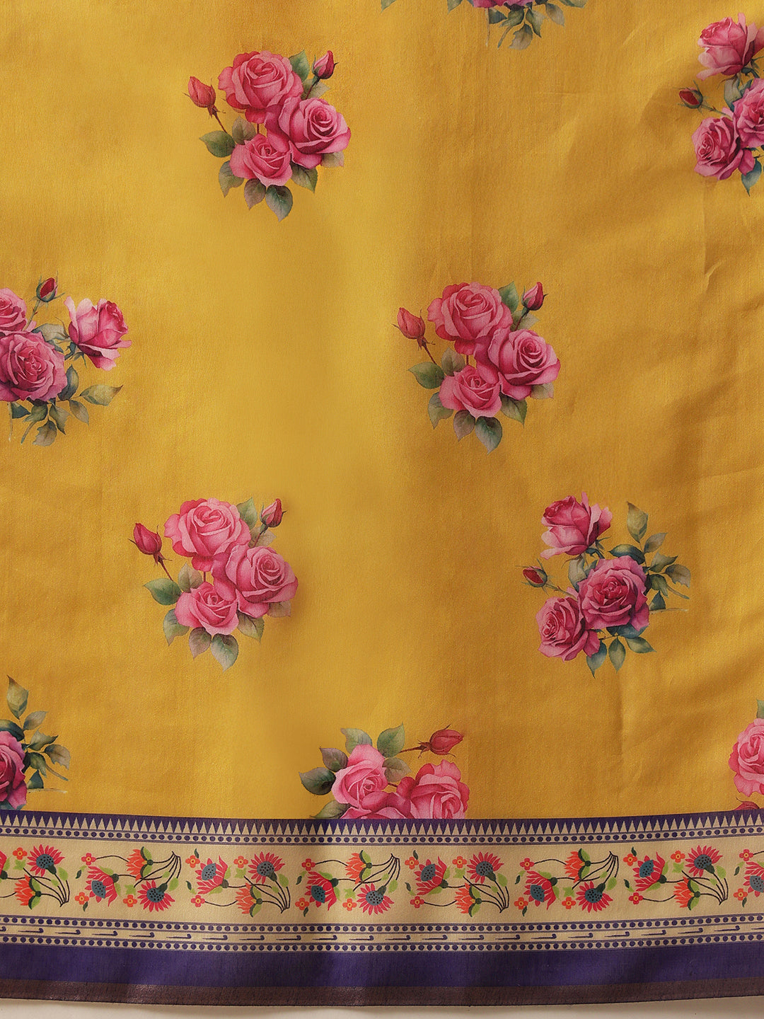 Paithani Cotton Blend Saree With Contrast Border