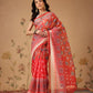 Trendy Paithani Printed Cotton Blend Saree with Floral Design