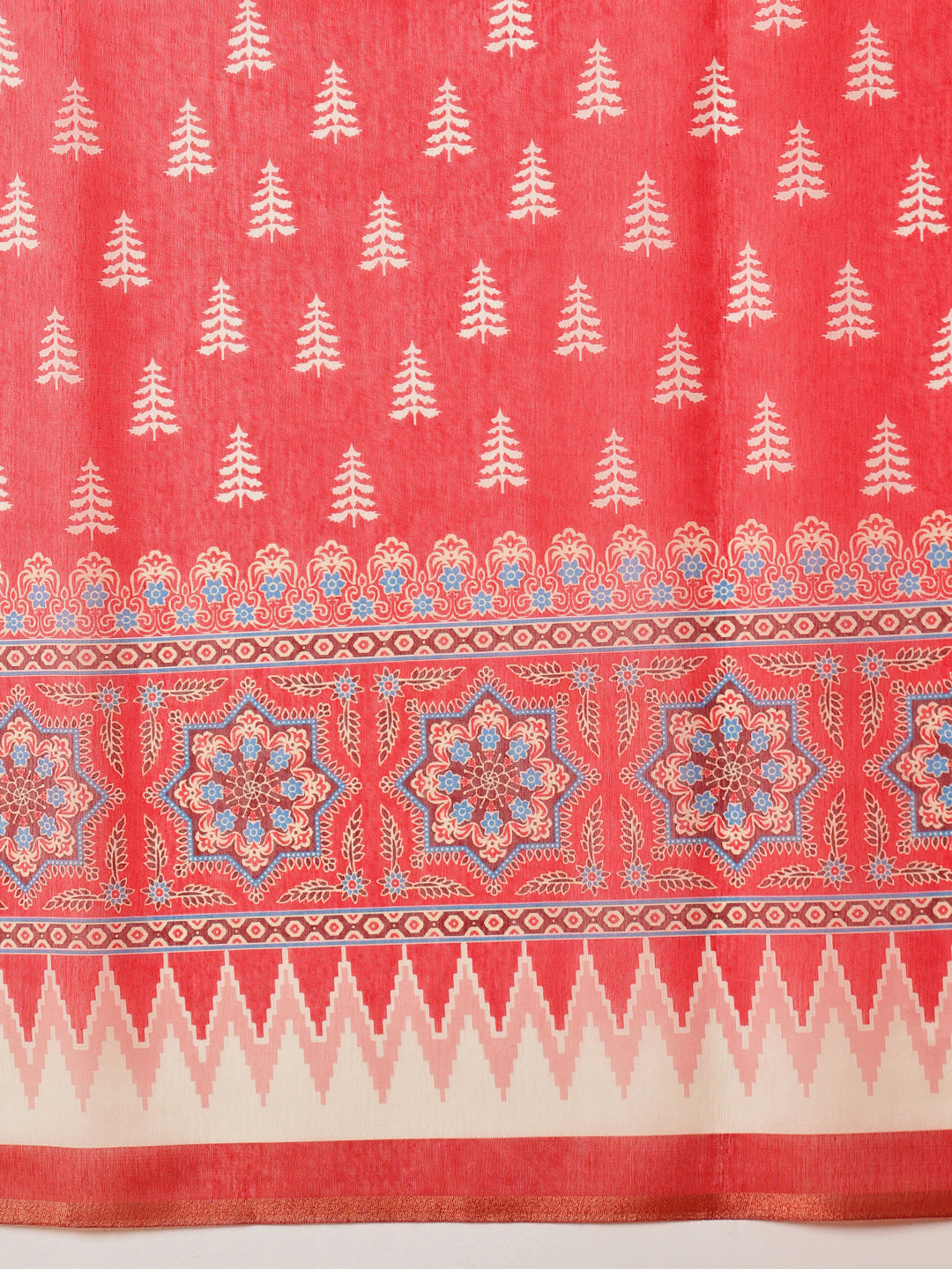 Trendy Paithani Printed Cotton Blend Saree with Floral Design