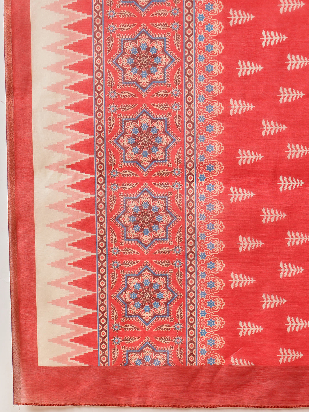 Trendy Paithani Printed Cotton Blend Saree with Floral Design