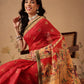 Floral Paithani Printed Cotton Blend Saree with Contrast Pallu