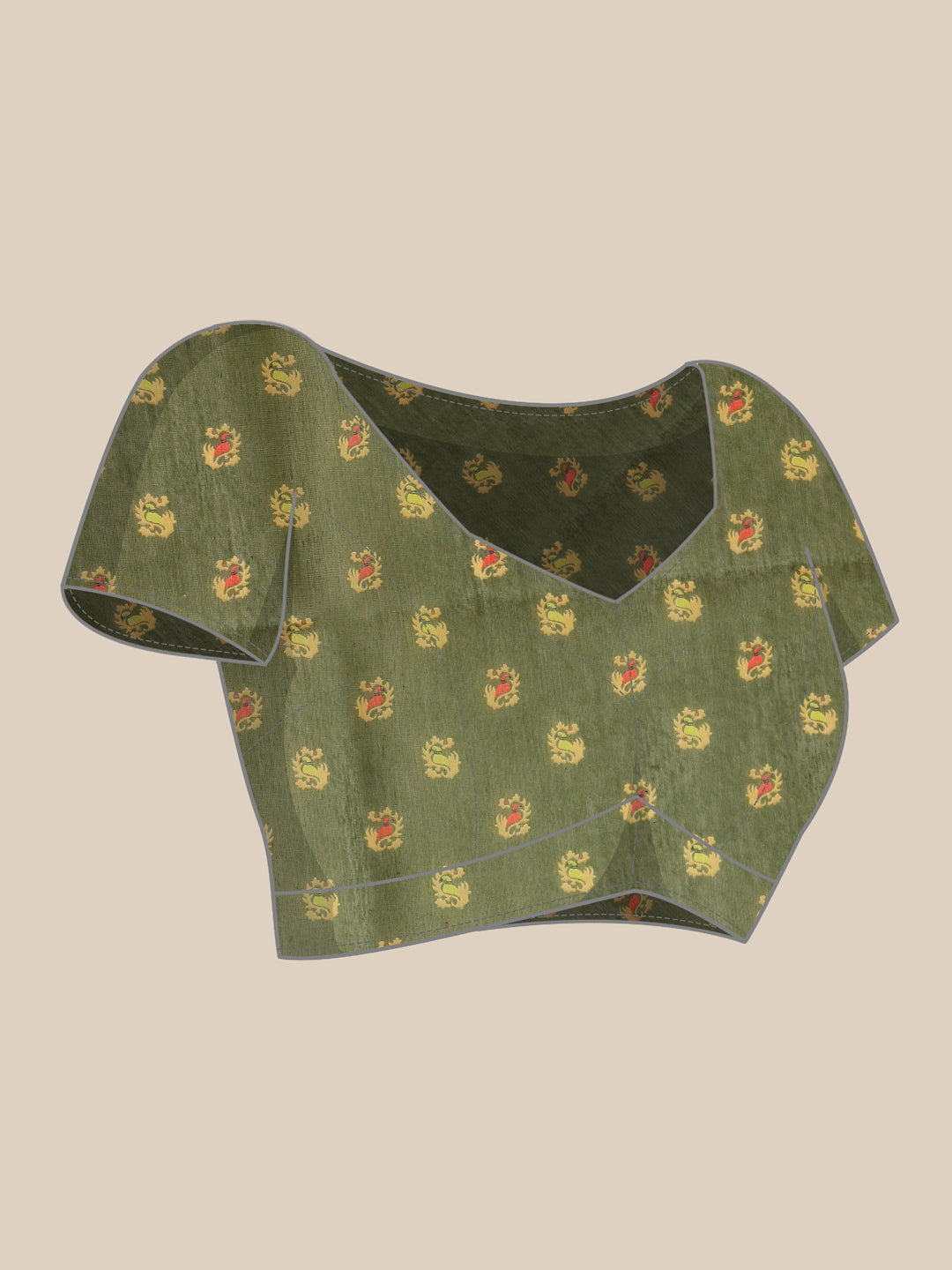 Floral Paithani Printed Cotton Blend Saree with Contrast Pallu