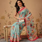 Elegant Paithani Printed Cotton Blend Saree with Zari Border