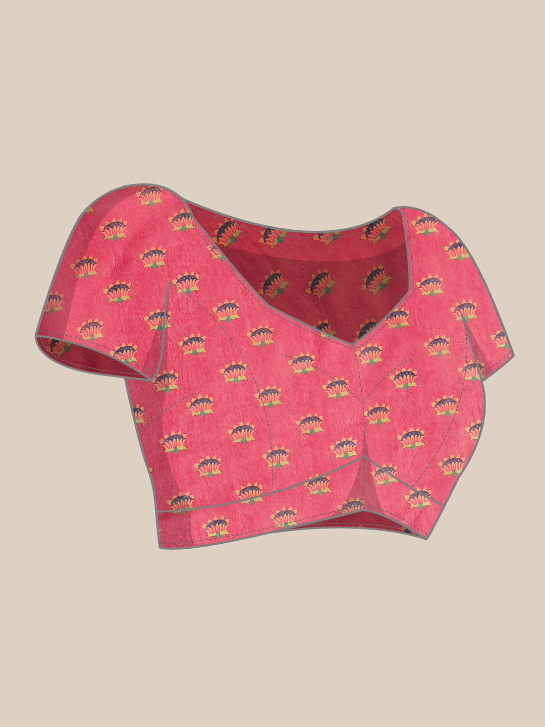 Elegant Paithani Printed Cotton Blend Saree with Zari Border