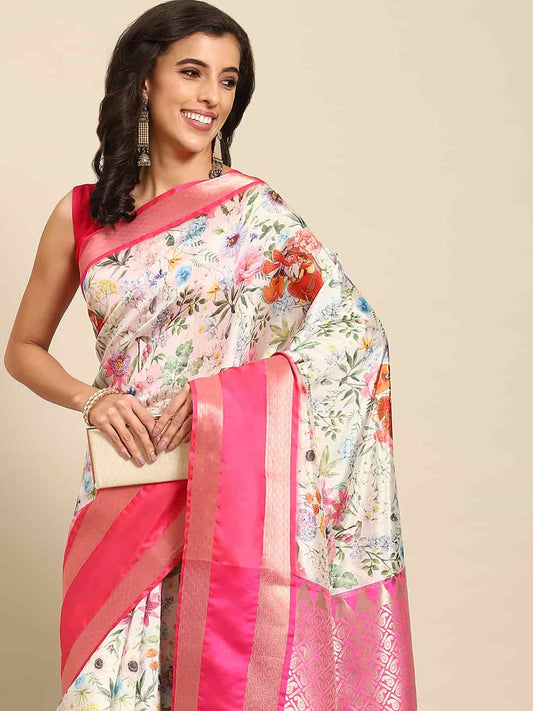 Kalamkari Print with Regal Weave Silk Saree