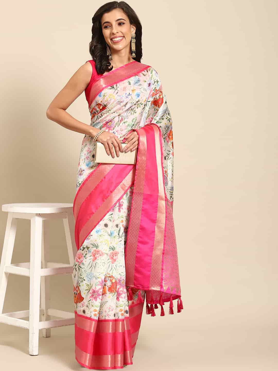 Kalamkari Print with Regal Weave Silk Saree