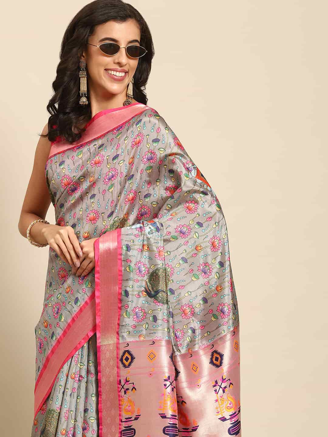 Kalamkari Print with Regal Weave Silk Saree