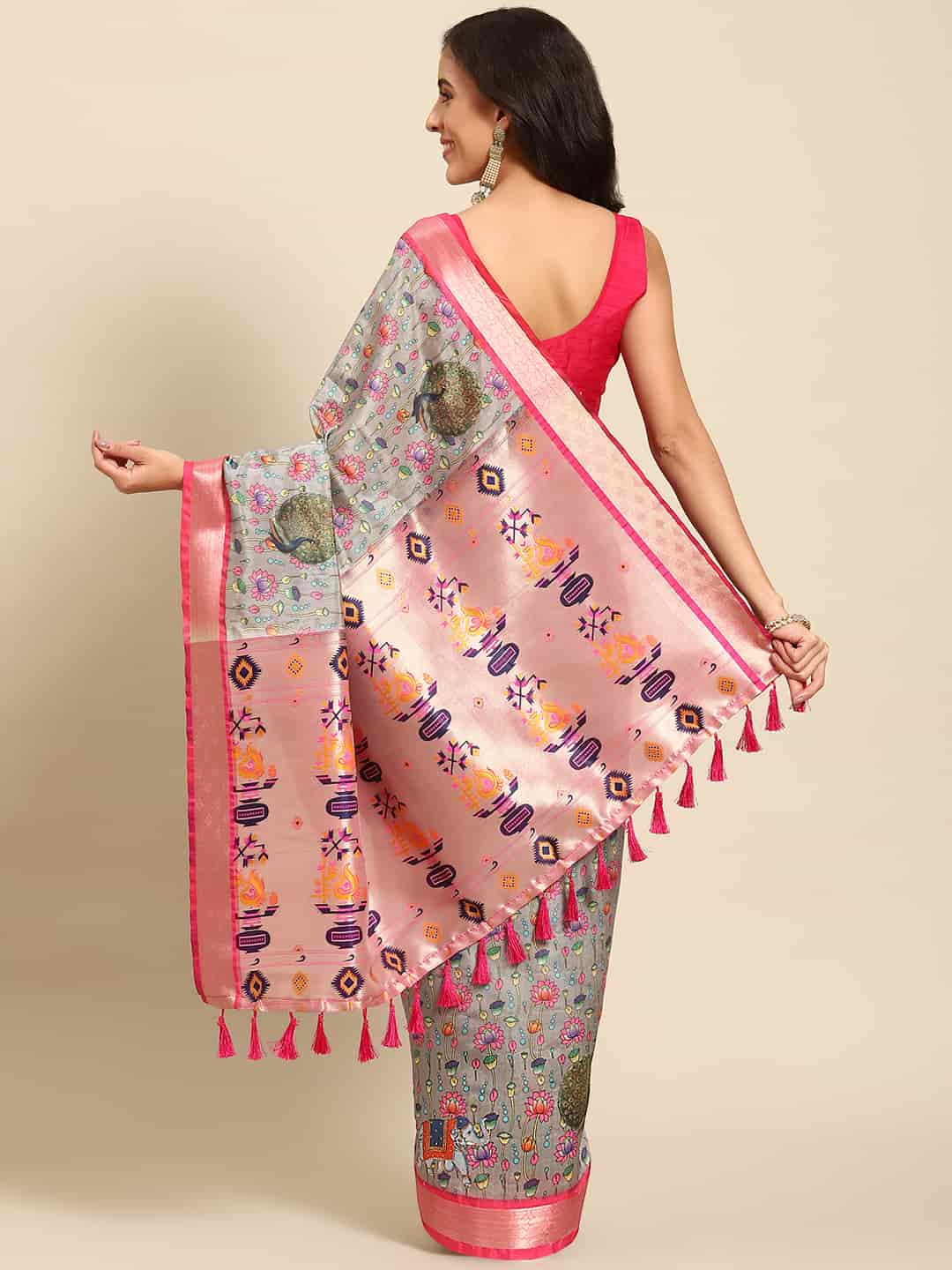 Kalamkari Print with Regal Weave Silk Saree