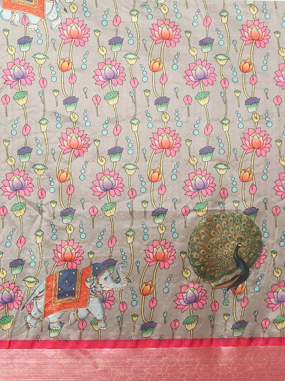 Kalamkari Print with Regal Weave Silk Saree