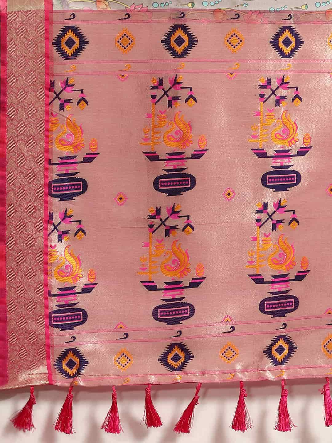 Kalamkari Print with Regal Weave Silk Saree