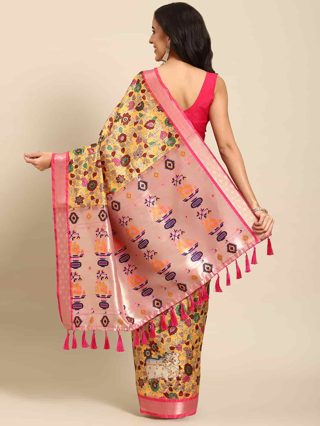 Kalamkari Print with Regal Weave Silk Saree