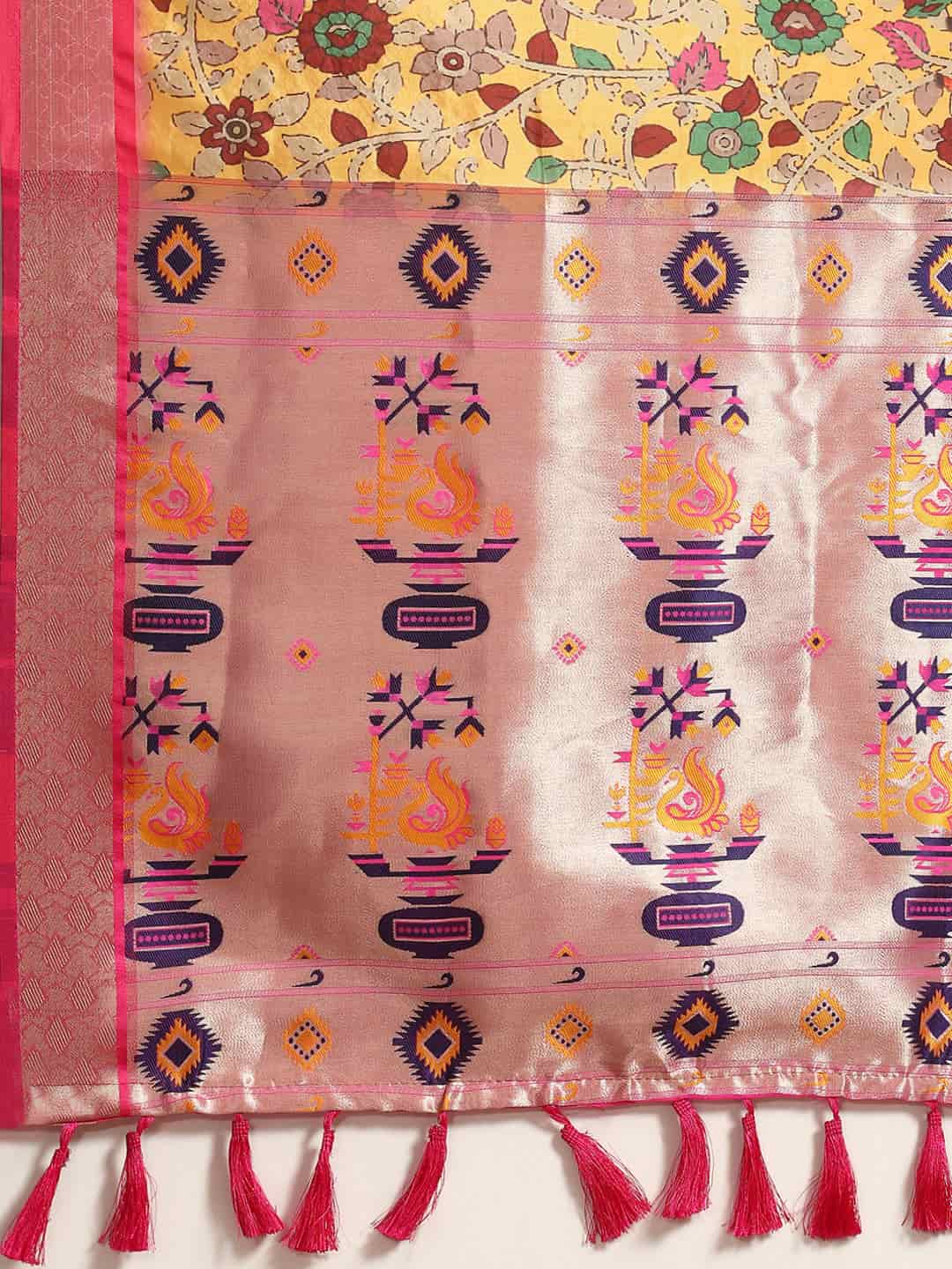 Kalamkari Print with Regal Weave Silk Saree