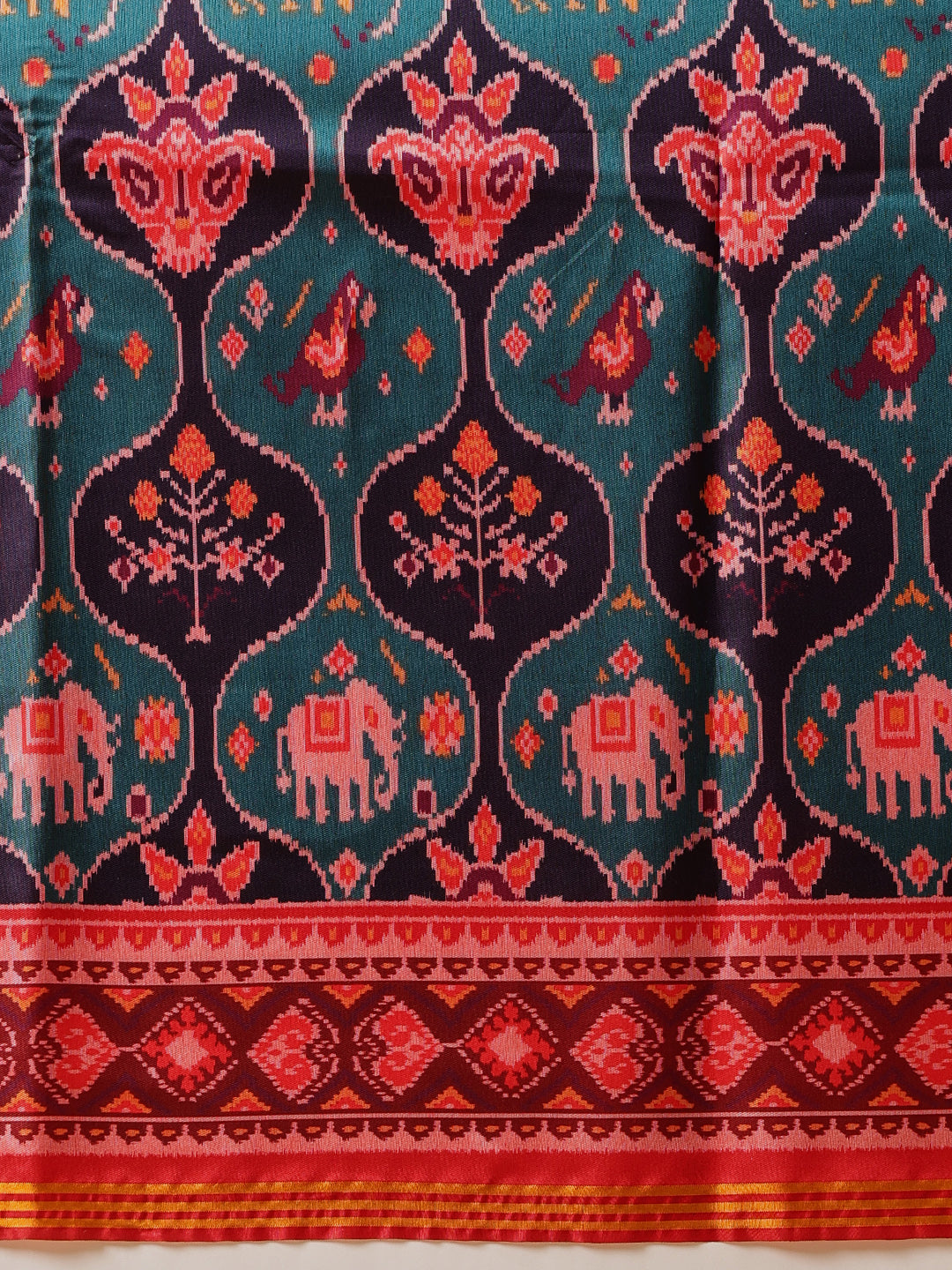 Double Ikkat Patola Printed Saree with Weaving Border & Pallu