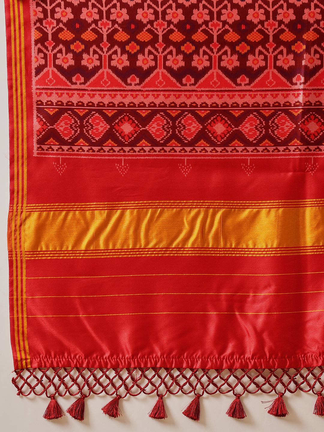 Double Ikkat Patola Printed Saree with Weaving Border & Pallu