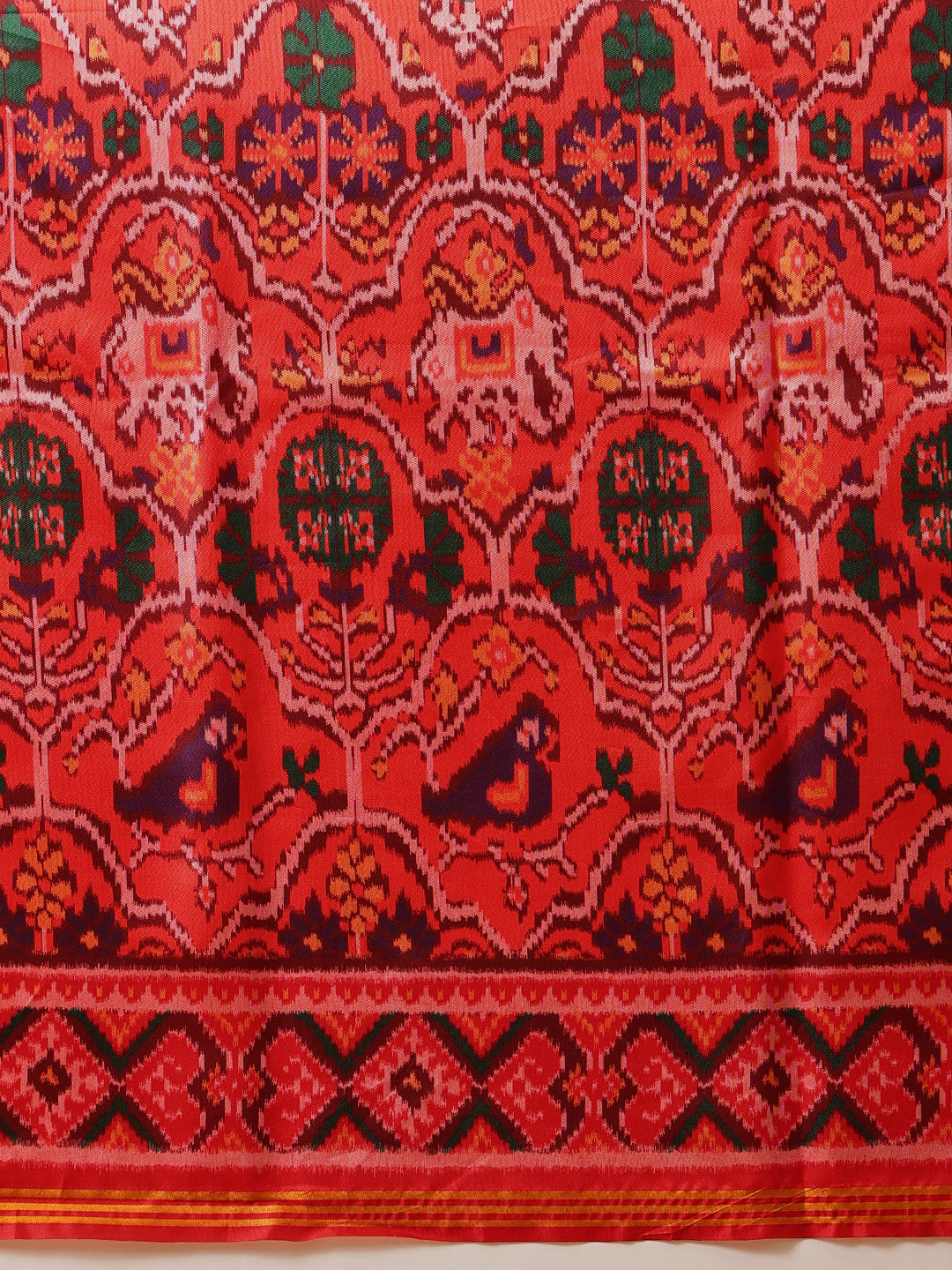 Double Ikkat Patola Printed Saree with Weaving Border & Pallu