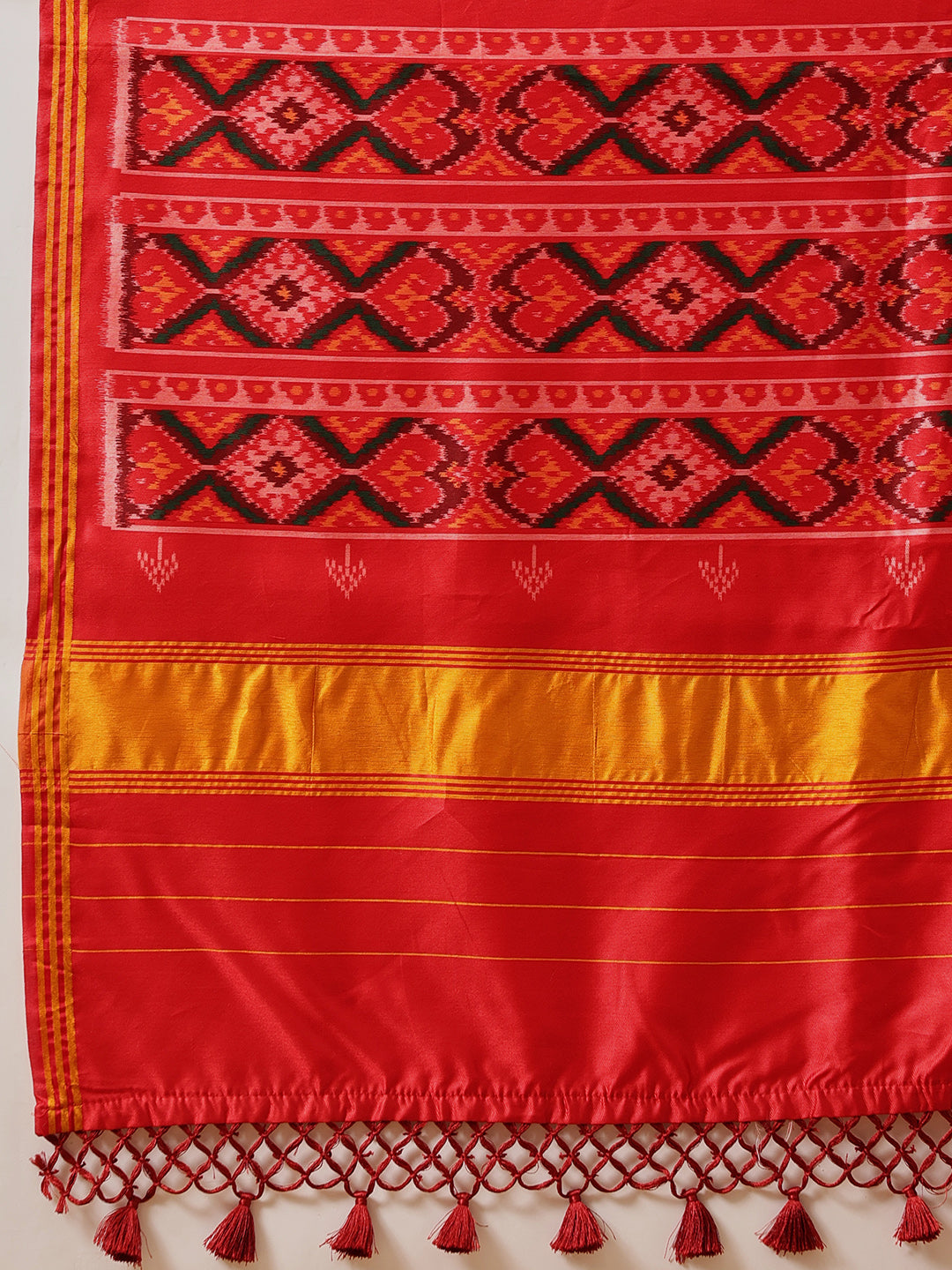 Double Ikkat Patola Printed Saree with Weaving Border & Pallu