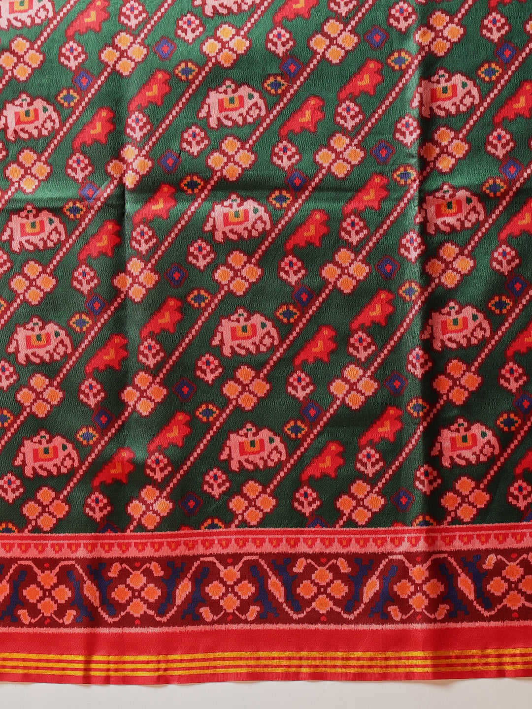Double Ikkat Patola Printed Saree with Weaving Border & Pallu
