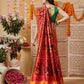 Double Ikkat Patola Printed Saree with Weaving Border & Pallu