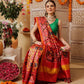 Double Ikkat Patola Printed Saree with Weaving Border & Pallu