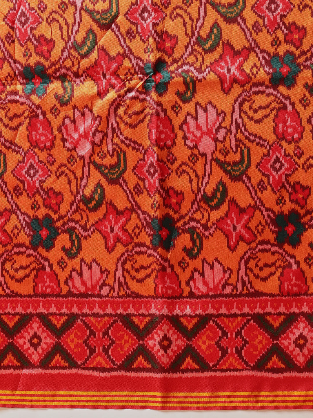 Double Ikkat Patola Printed Saree with Weaving Border & Pallu