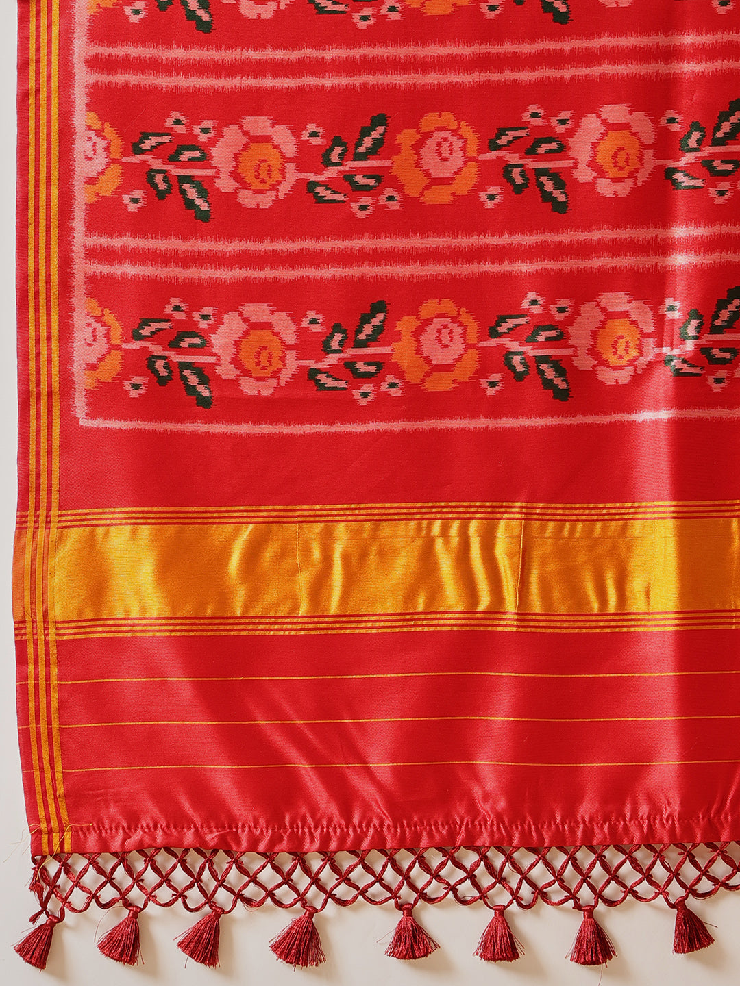 Double Ikkat Patola Printed Saree with Weaving Border & Pallu