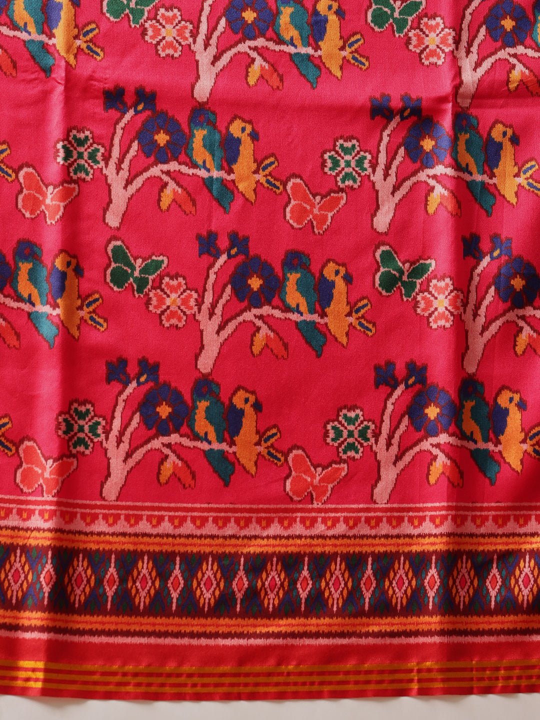 Double Ikkat Patola Printed Saree with Weaving Border & Pallu