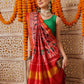 Double Ikkat Patola Printed Saree with Weaving Border & Pallu
