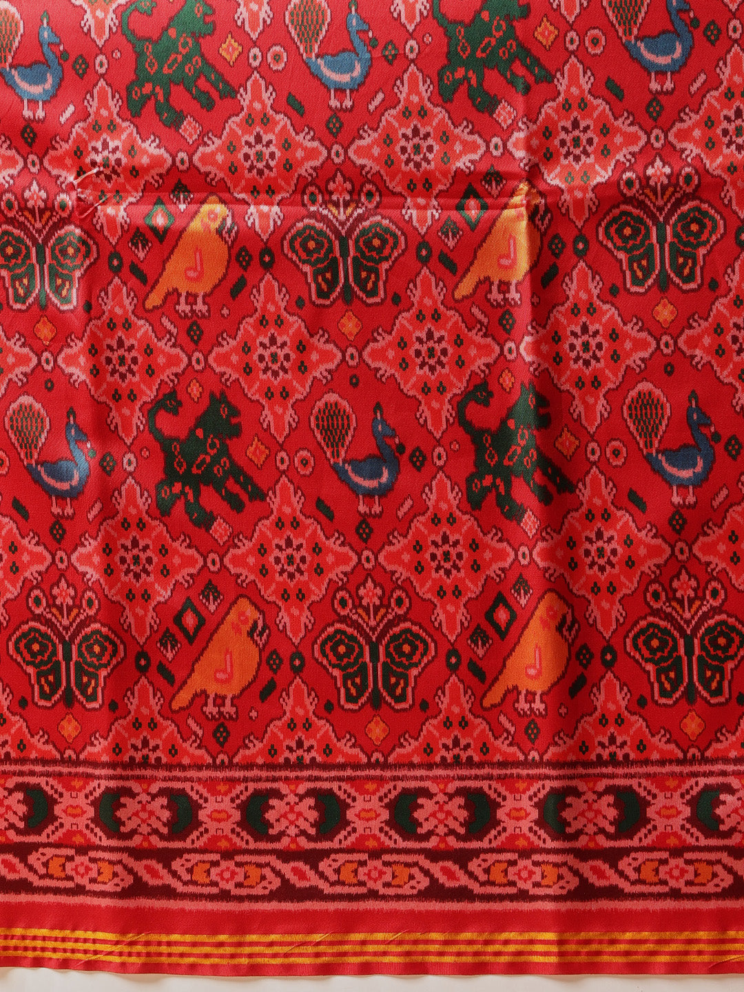 Double Ikkat Patola Printed Saree with Weaving Border & Pallu