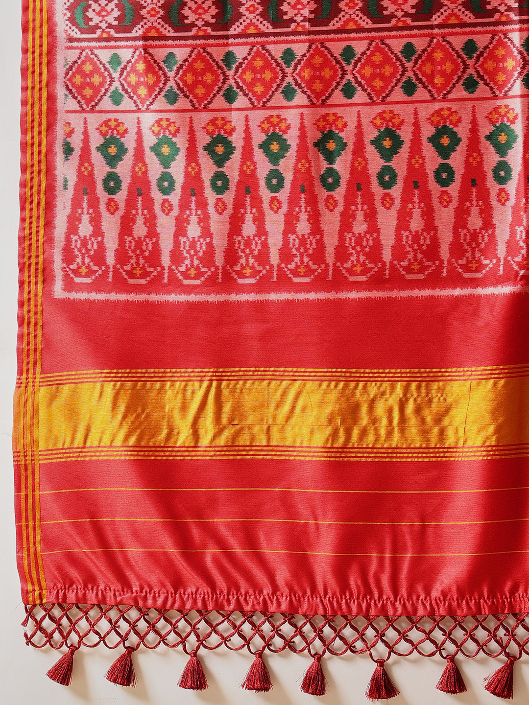 Double Ikkat Patola Printed Saree with Weaving Border & Pallu