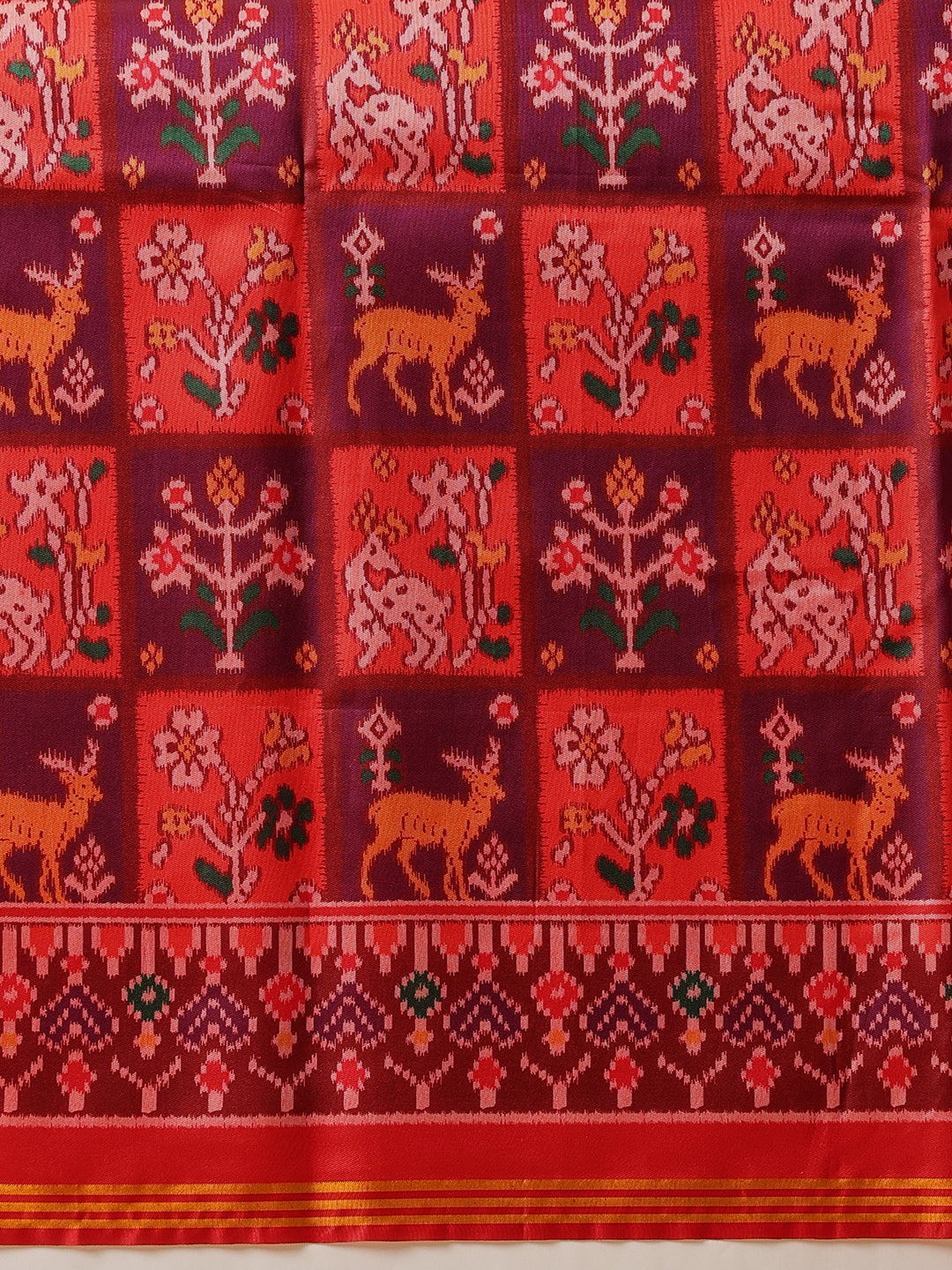 Double Ikkat Patola Printed Saree with Weaving Border & Pallu