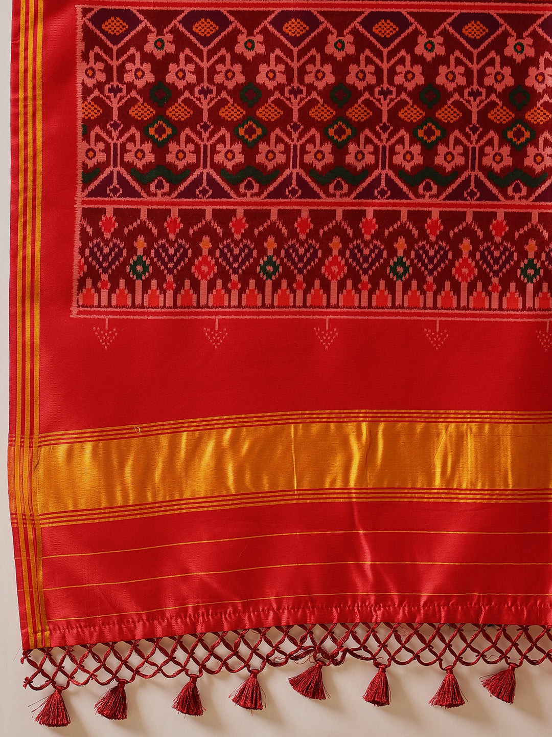Double Ikkat Patola Printed Saree with Weaving Border & Pallu
