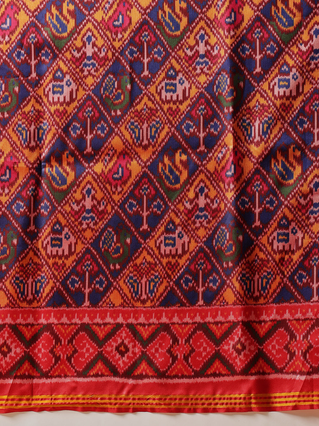 Double Ikkat Patola Printed Saree with Weaving Border & Pallu