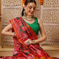 Double Ikkat Patola Printed Saree with Weaving Border & Pallu