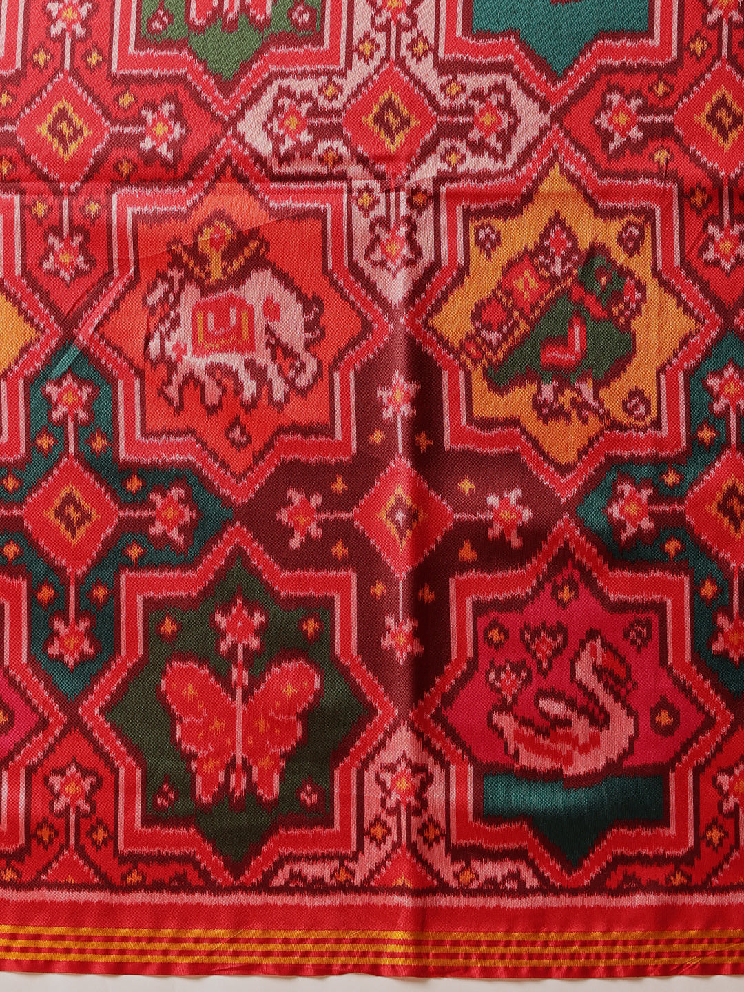 Double Ikkat Patola Printed Saree with Weaving Border & Pallu