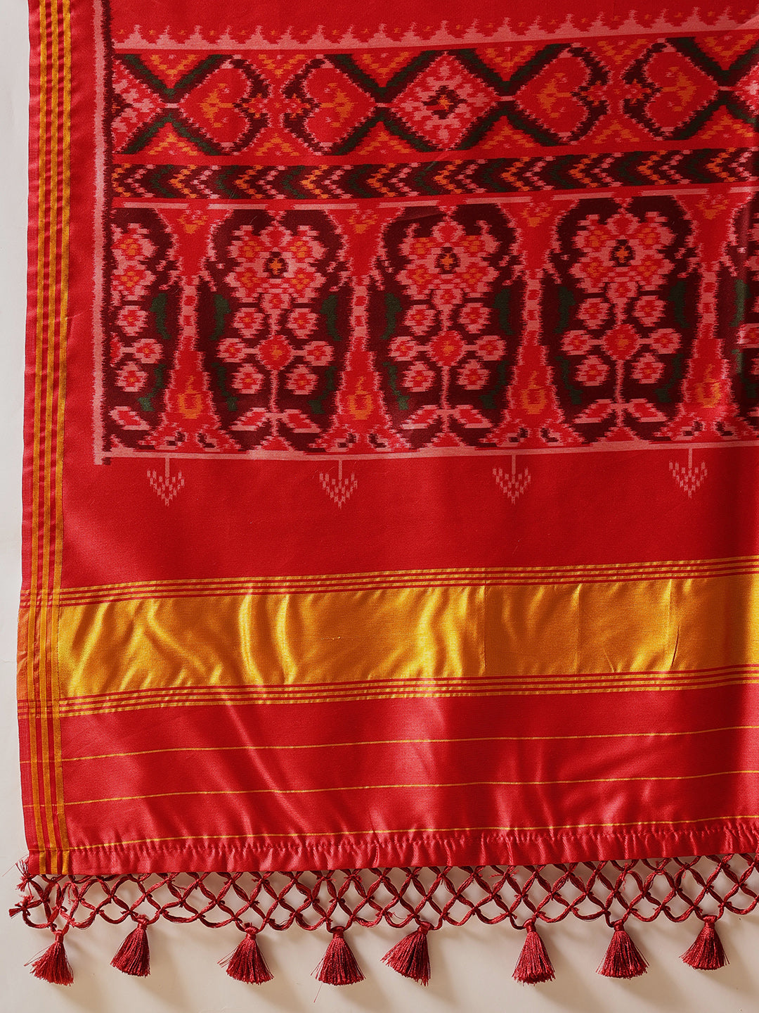 Double Ikkat Patola Printed Saree with Weaving Border & Pallu