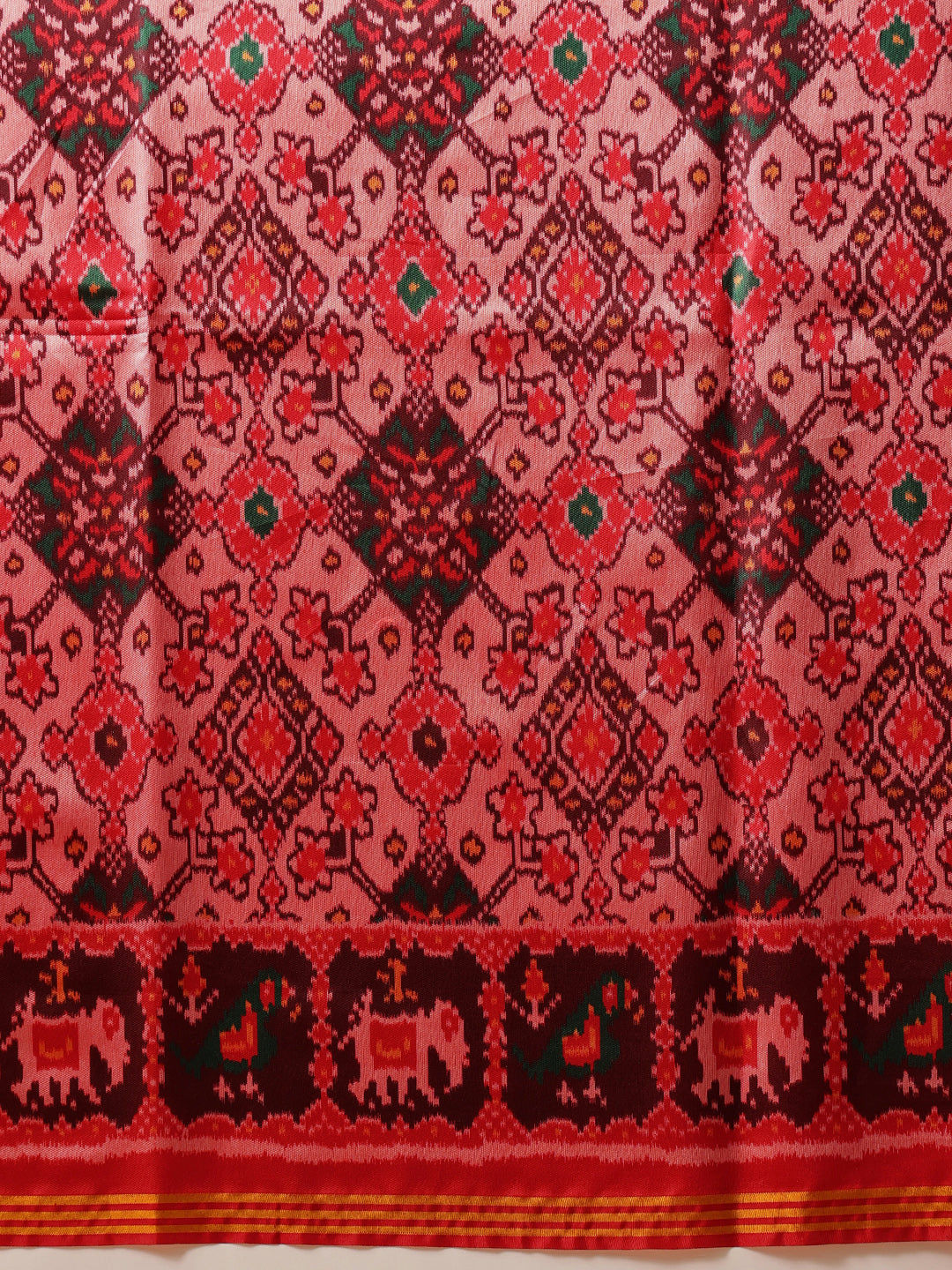 Double Ikkat Patola Printed Saree with Weaving Border & Pallu