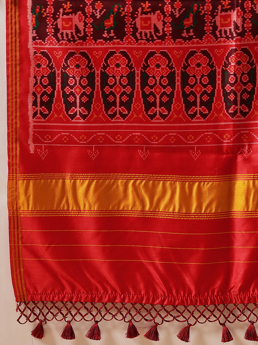 Double Ikkat Patola Printed Saree with Weaving Border & Pallu