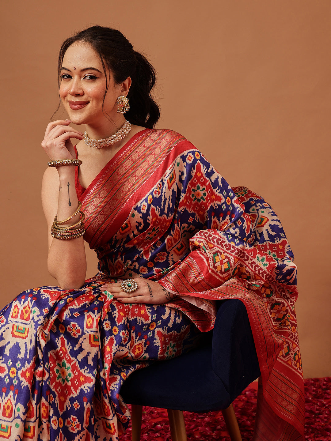Soft Tusser Silk With Viscous Jacquard Border Patola Sarees